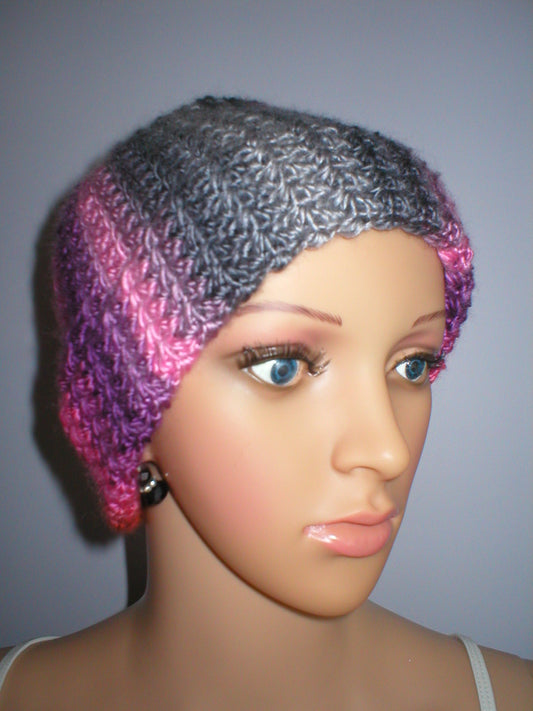 Hand crochet chemo heanie with turn up - Luna