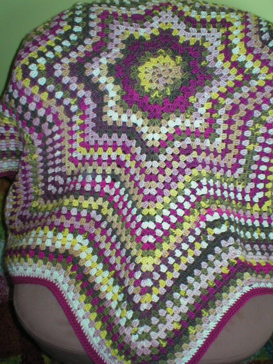 Soft hand crocheted lap blanket - Berry burst star blanket 49 inches