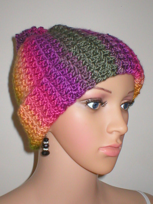 Supersoft crochet beanie hat with crochet pom pom - Afterglow