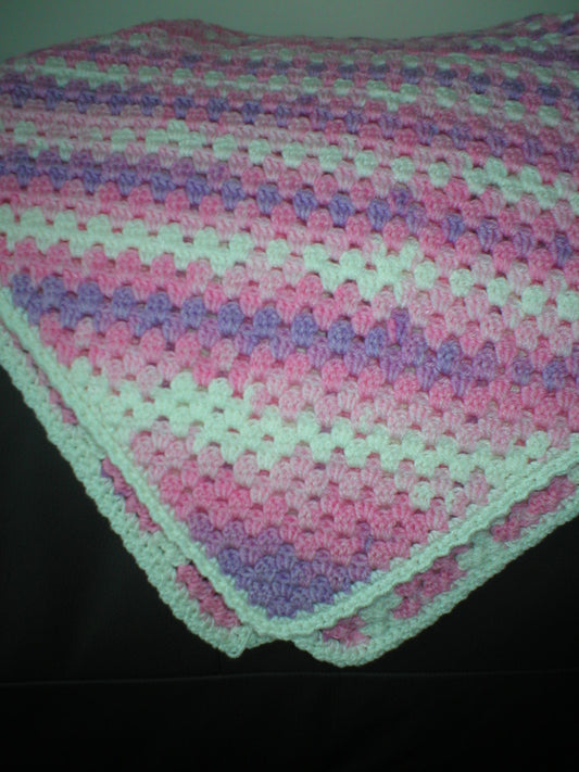 Soft hand crocheted lap blanket - Sugar Fairy 31x31 inches