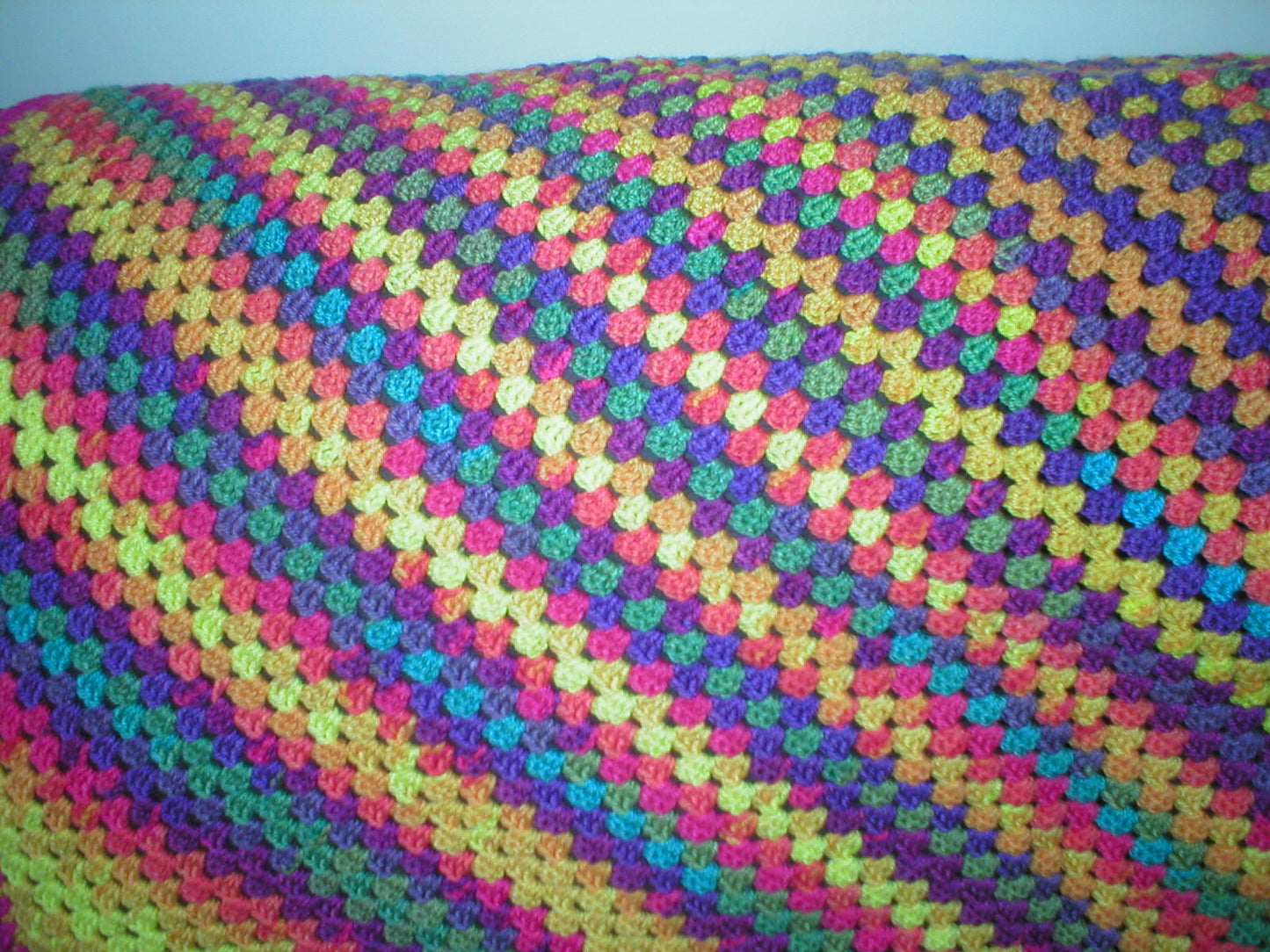 Soft hand crocheted lap blanket - Bright/pink border 36x36 inches