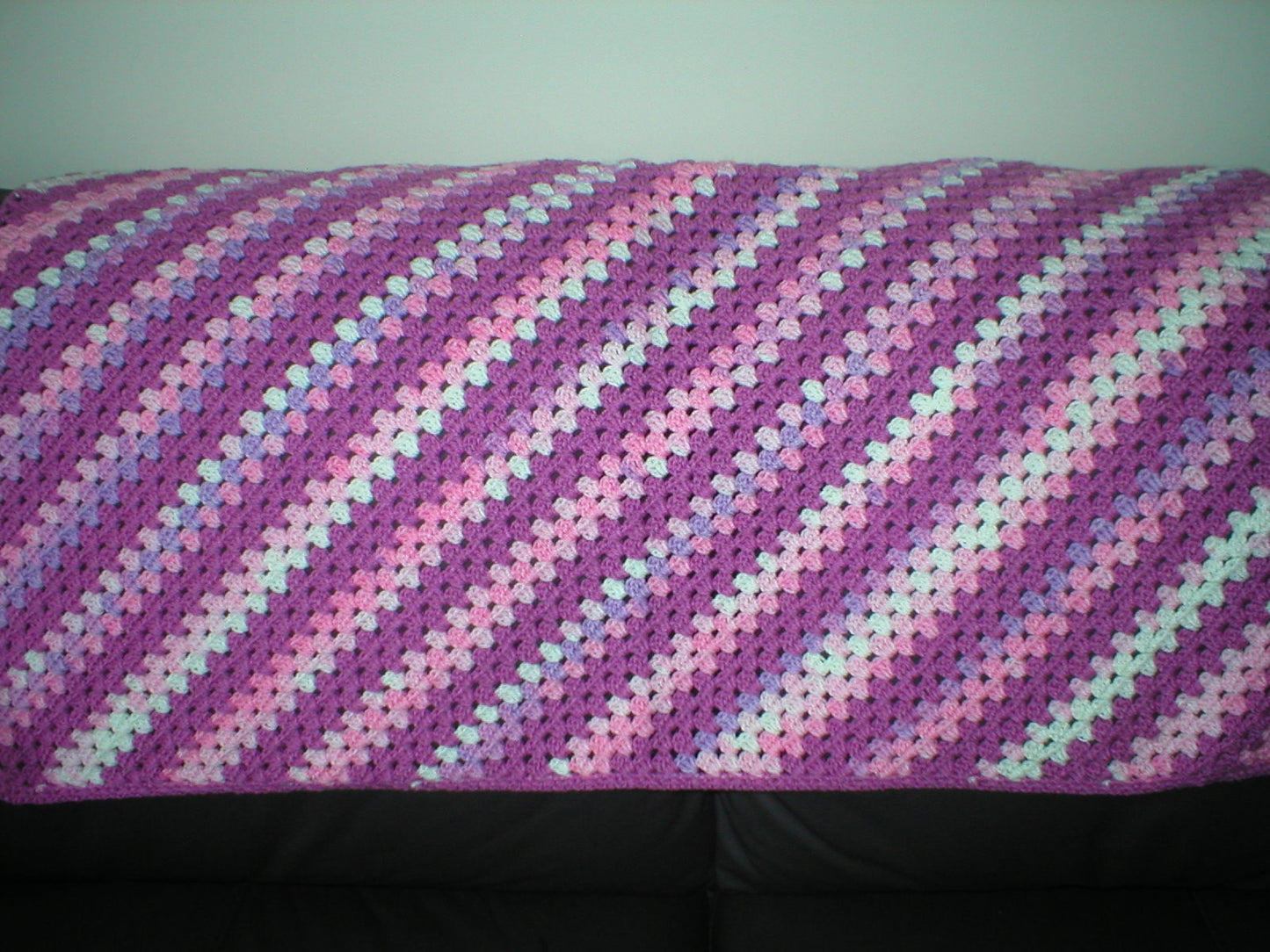 Soft hand crocheted lap blanket - In the pink 34x34 inches