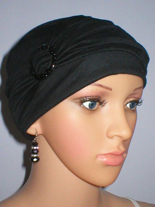 Soft jersey chemo hat and sparkly headband - Sophie black black