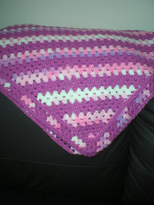 Soft hand crocheted lap blanket - In the pink 34x34 inches