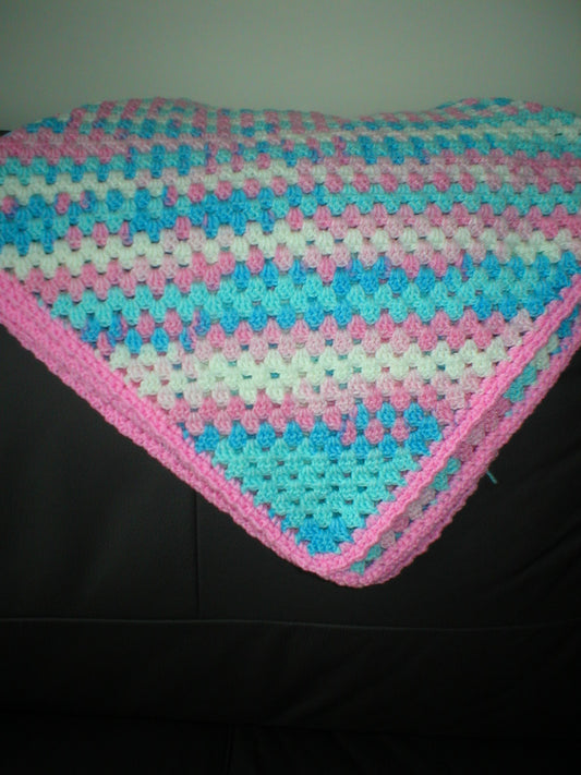 Soft hand crocheted lap blanket - Rose burst 32x32 inches