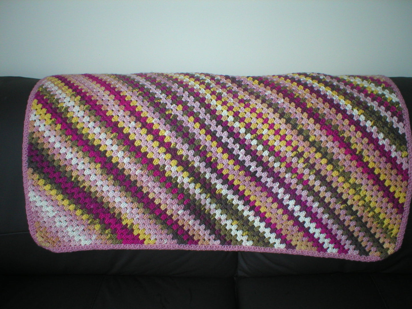 Soft hand crocheted lap blanket - Berry burst 34x34 inches