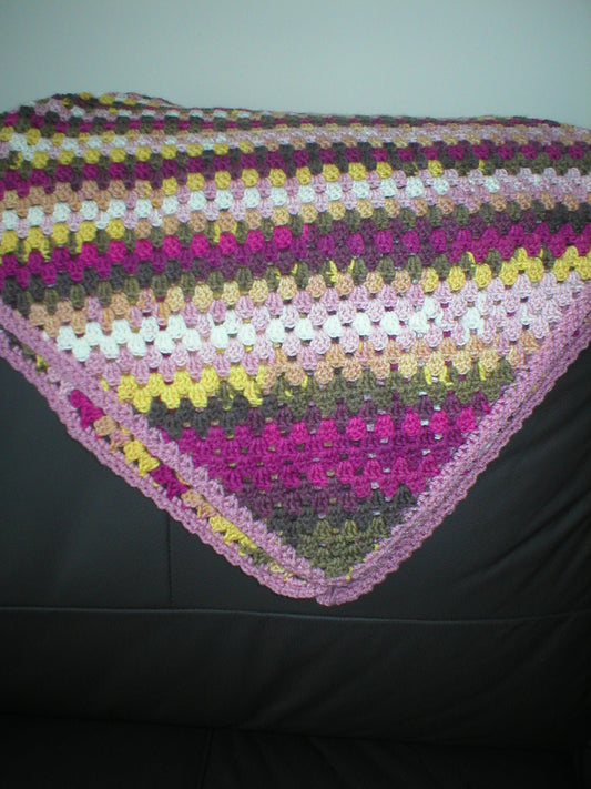 Soft hand crocheted lap blanket - Berry burst 34x34 inches