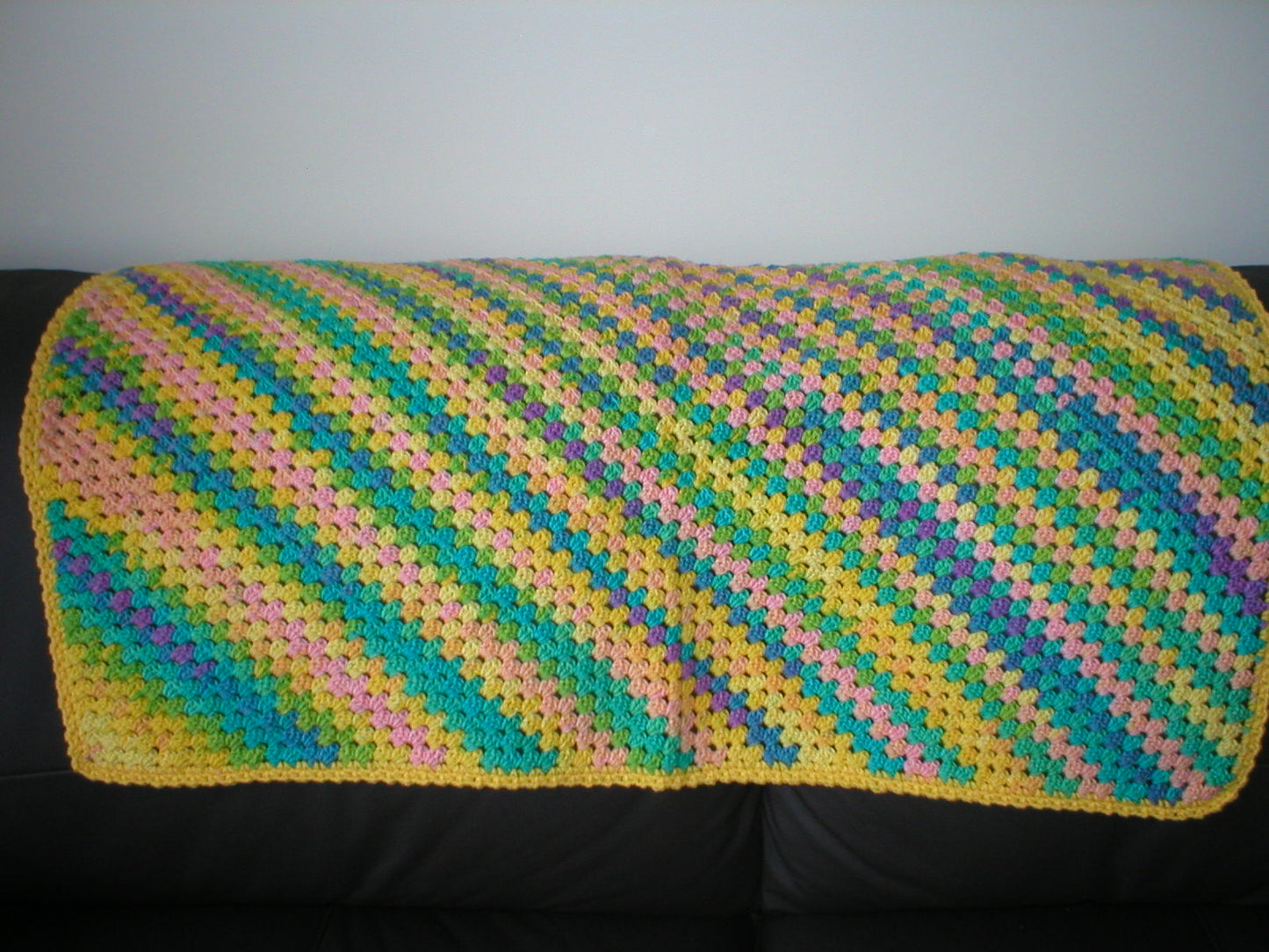 Soft hand crocheted lap blanket - Cloverdale 33x33