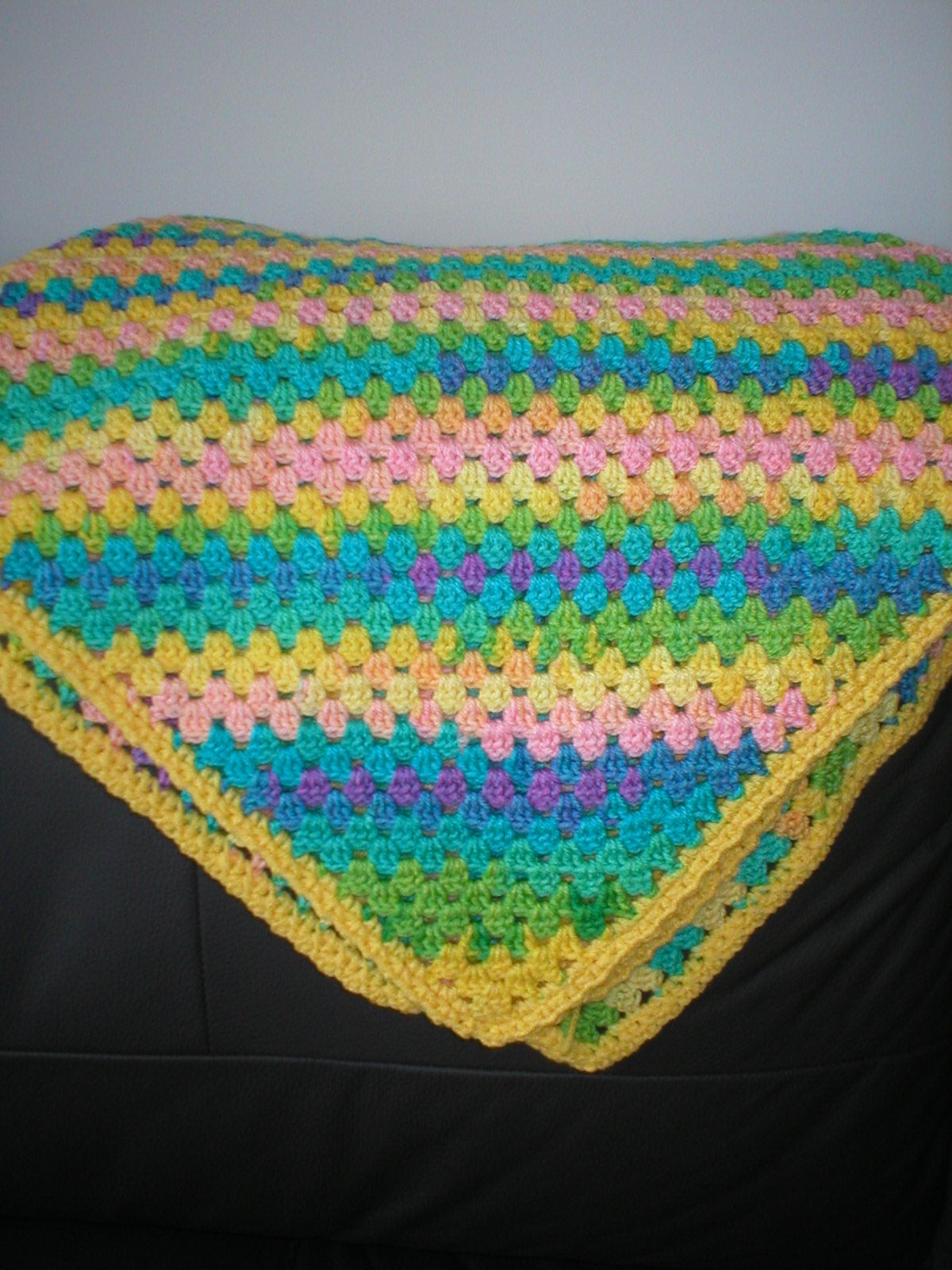 Soft hand crocheted lap blanket - Cloverdale 33x33