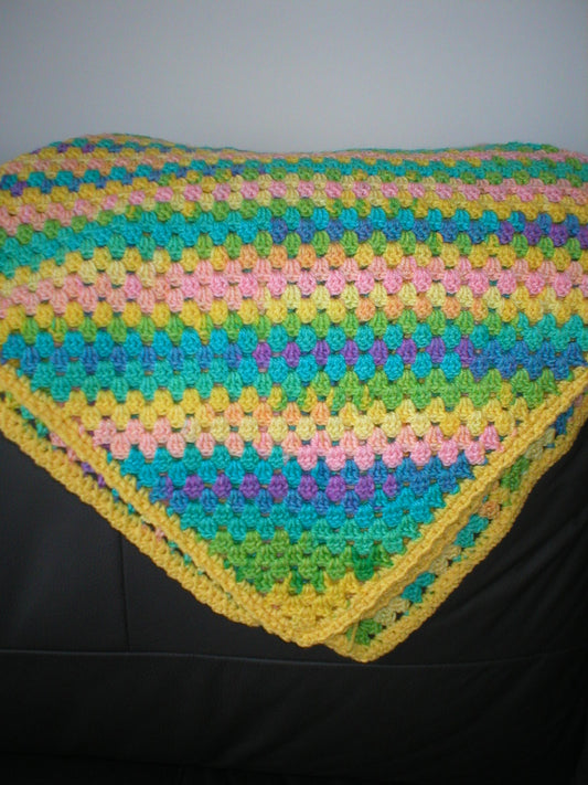 Soft hand crocheted lap blanket - Cloverdale 33x33