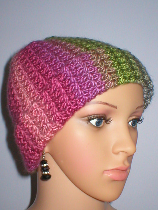 Hand crochet chemo heanie with turn up - Dream