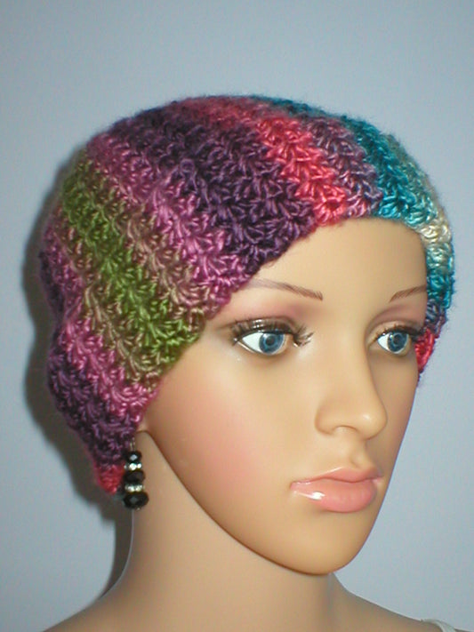 Hand crochet chemo heanie with turn up - Boheme