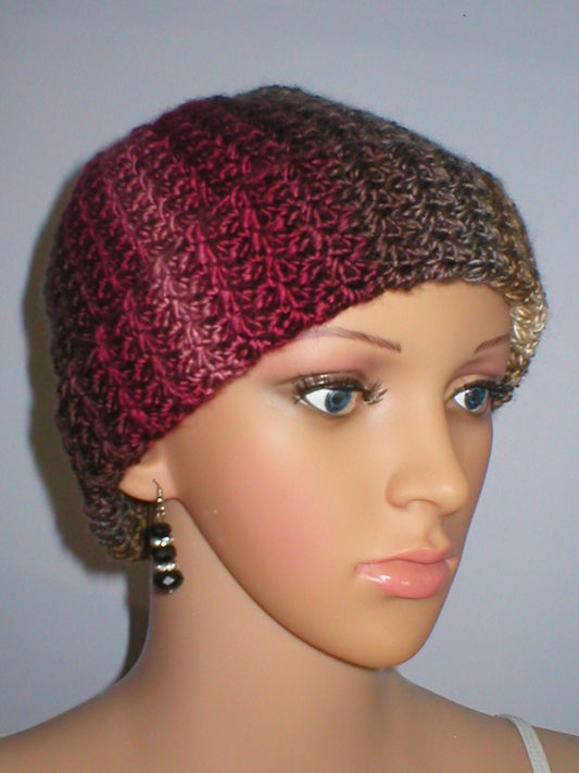 Hand crochet chemo heanie with turn up - Horizon