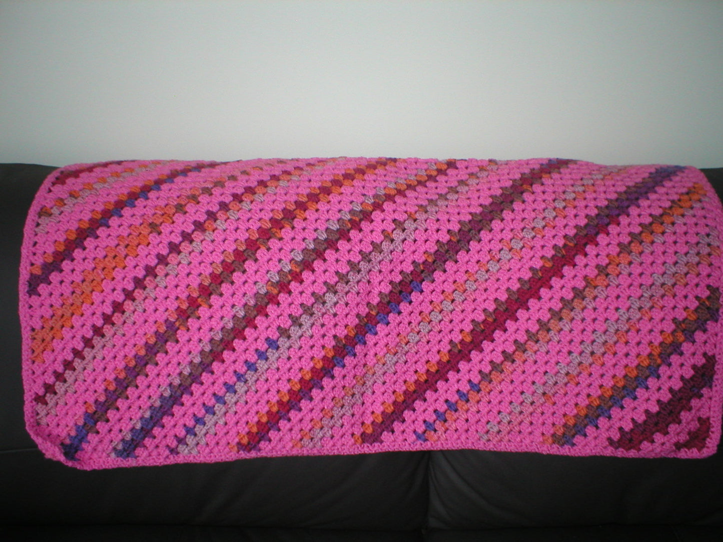 Soft hand crocheted lap blanket - Pink fondant 34x34 inches