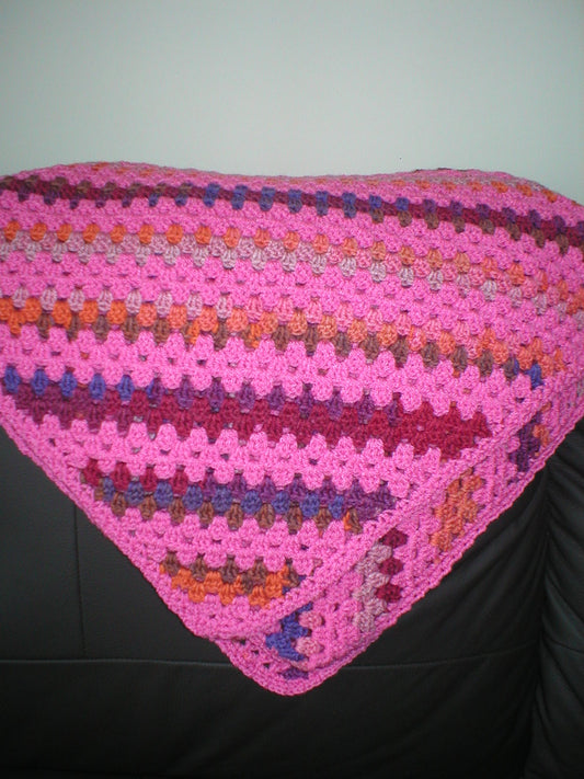 Soft hand crocheted lap blanket - Pink fondant 34x34 inches