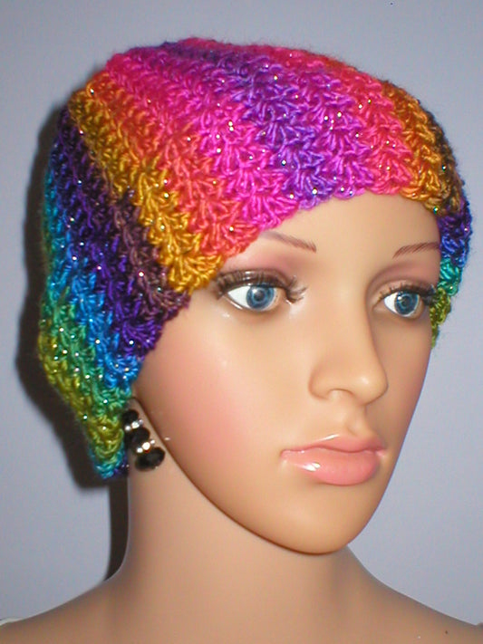 Soft hand crochet chemo sparkle beanie - Ember
