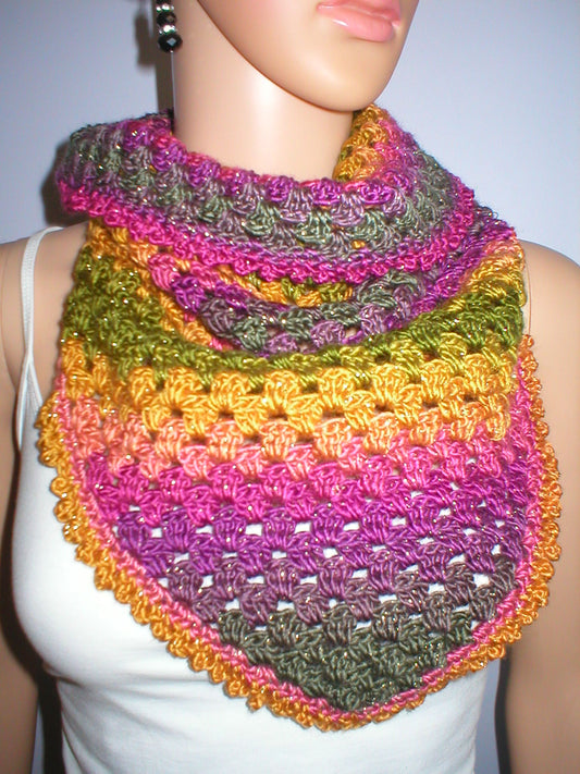 Supersoft hand crocheted sparkly traingular cowl - Aspen