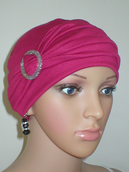 Soft breathable comfortable chemo hat and removable buckle headband - Full coverage chemo headwear for cancer hairloss or Alopecia - Sophie cherry silver