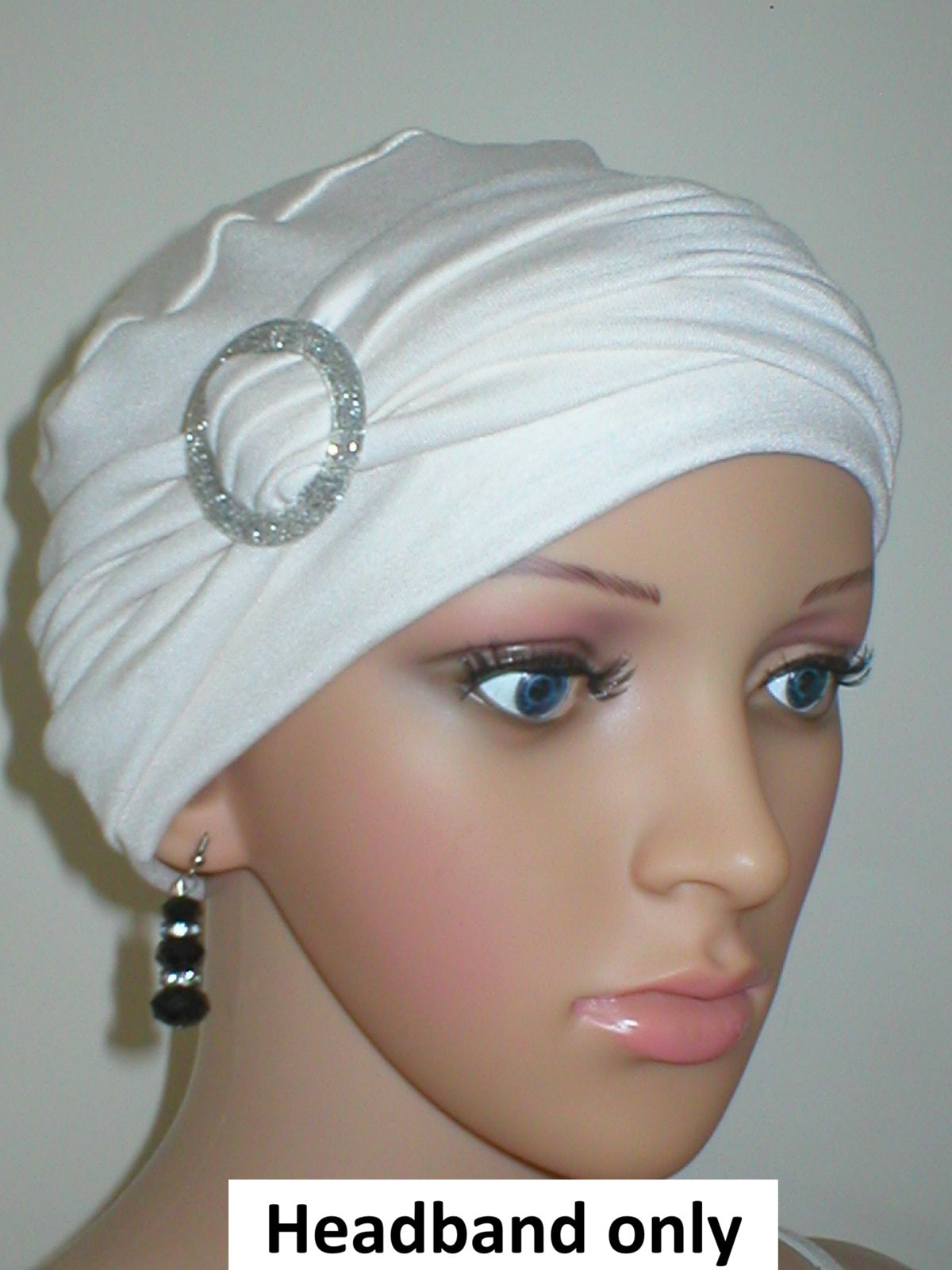 Soft jersey jersey headband with buckle - chemo hat accessory - Sophie cream