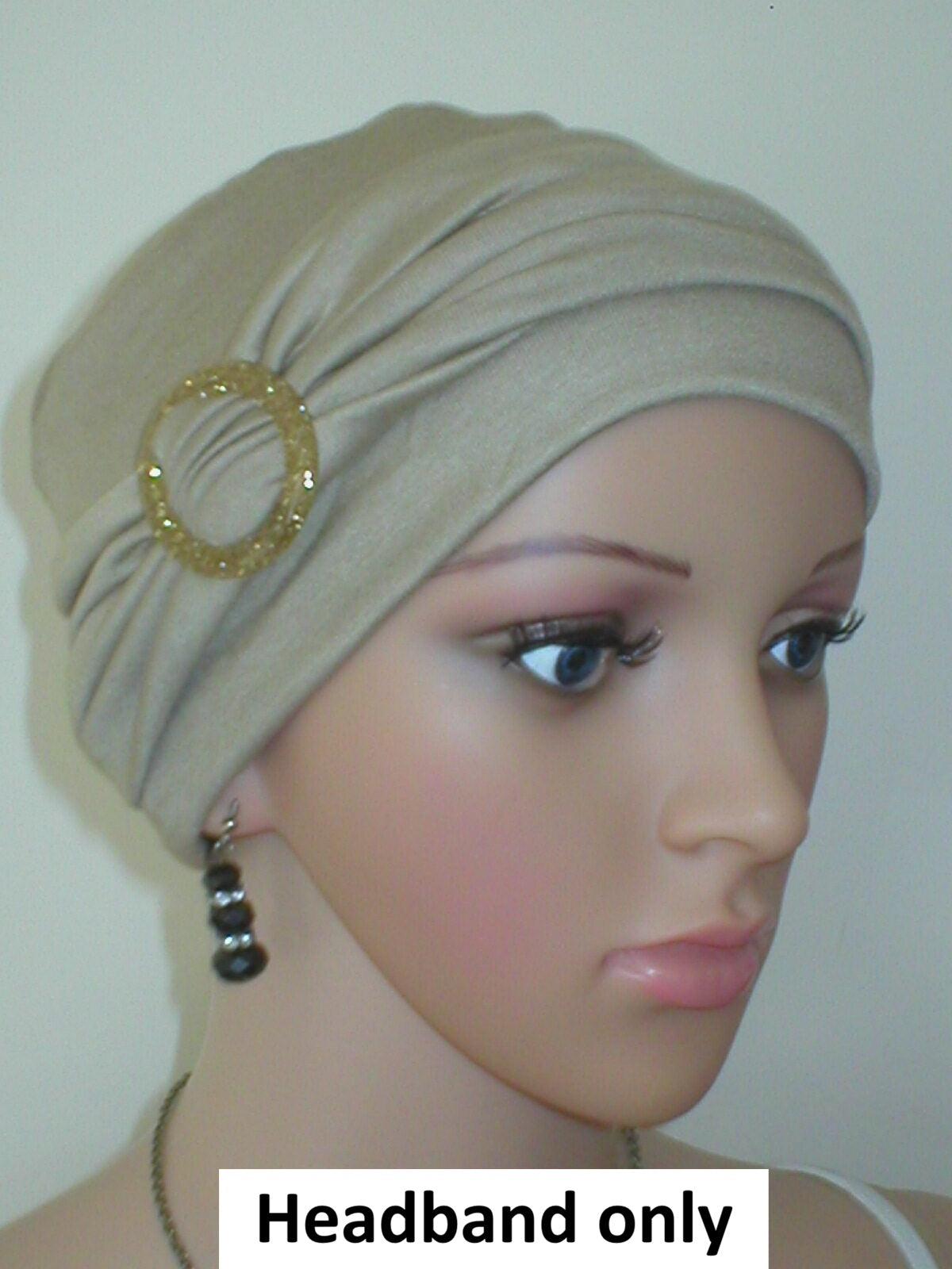 Soft jersey headband with buckle headband - chemo hat accessory- sophie caramel gold