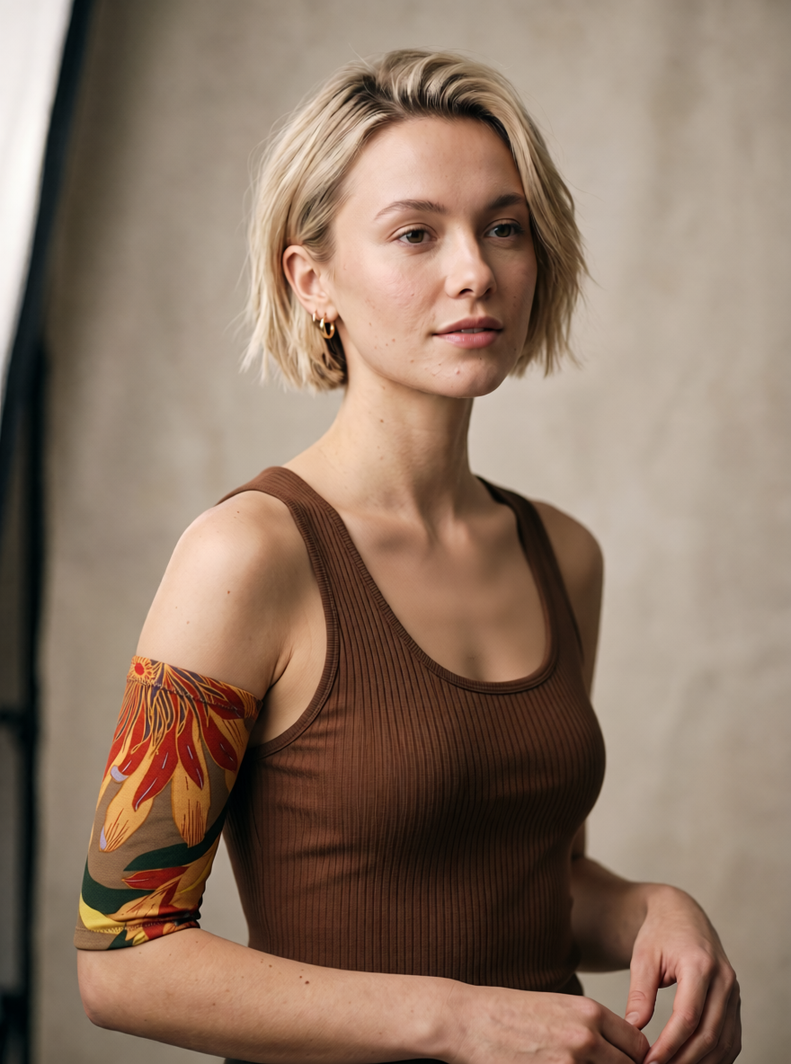 Extra small premium patterned picc line covers - picc line sleeves - Mocha sunflowers