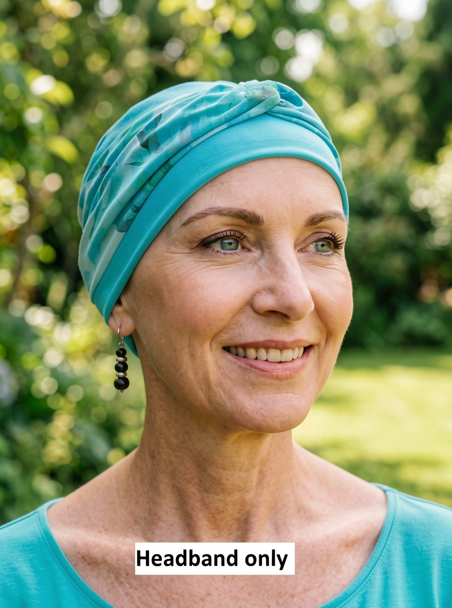 Soft twist jersey headband - chemo headwear accessory - Sara blue pastel floral