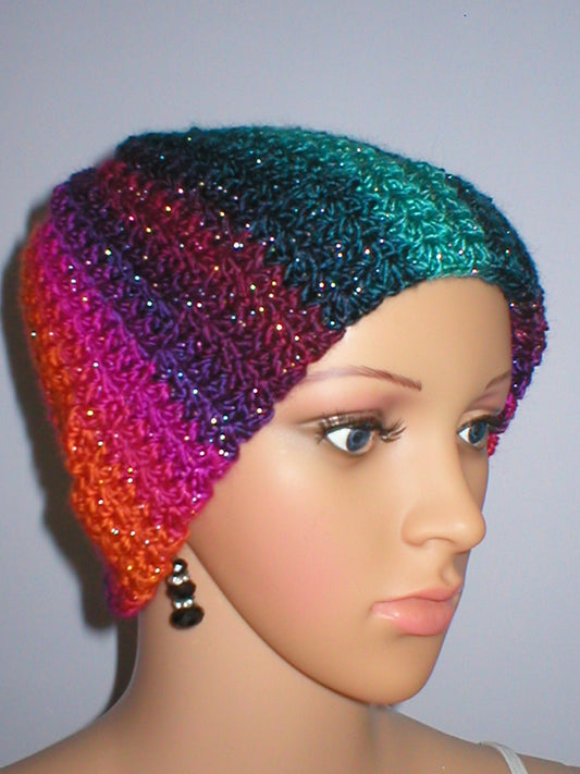 Supersoft hand crochet sparkle beanie with turn up - Arlo