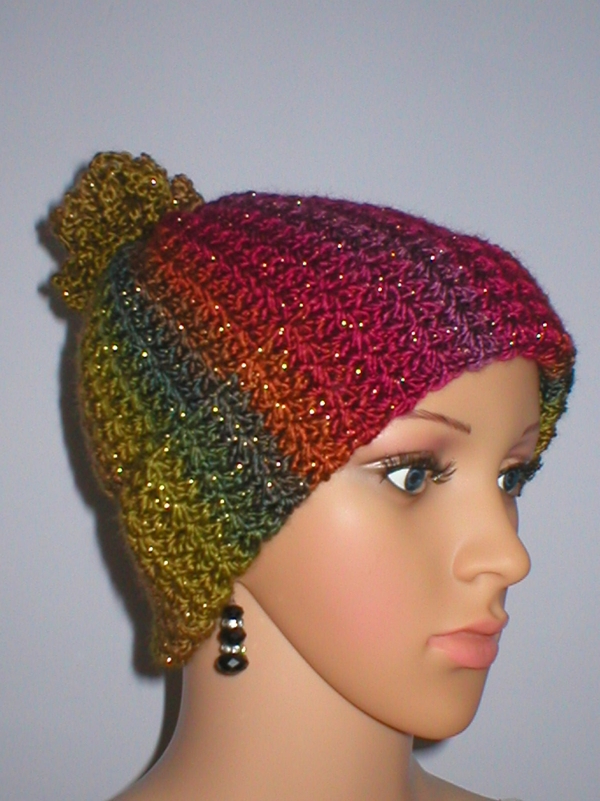 Supersoft hand crochet sparkle beanie with turn up and crochet pom pom - Aspen