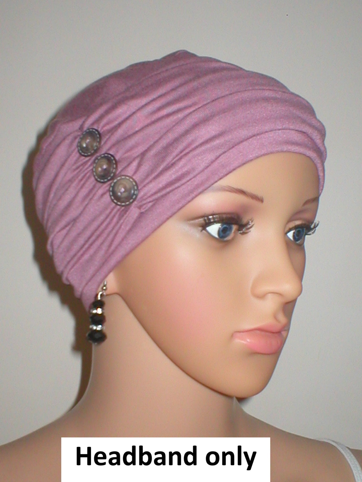 Soft jersey headband with button detail - chemo hat accessory - Millie rose