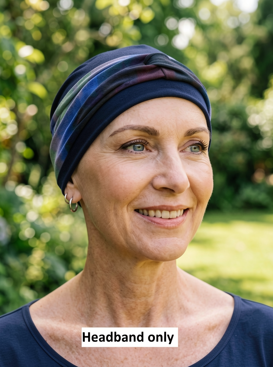 Soft jersey twist headband - chemo headwear accessory - Sara blue haze