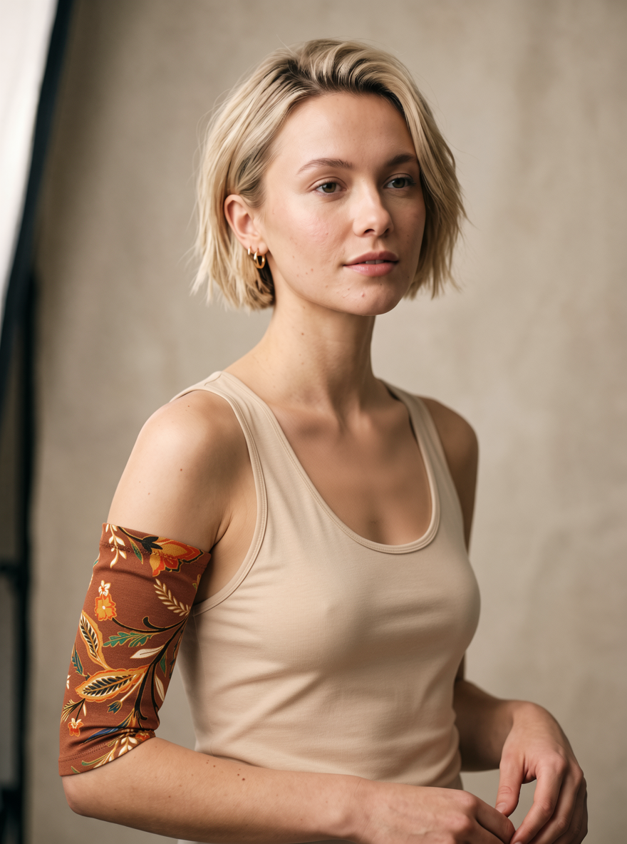 Extra small premium patterned picc line covers - picc line sleeves - Brown bohemian