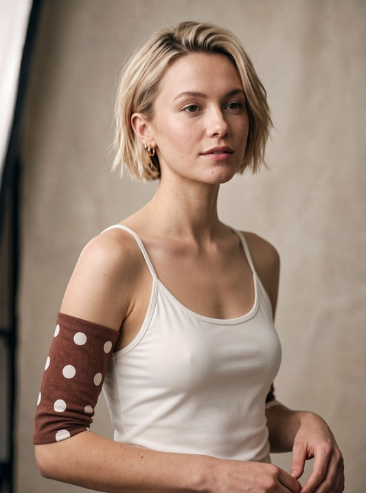 Extra small premium patterned picc line covers - picc line sleeves - Brown polka