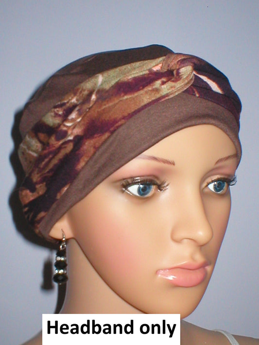 Soft jersey patterned twist chemo ladies headband - Sara Brown splash