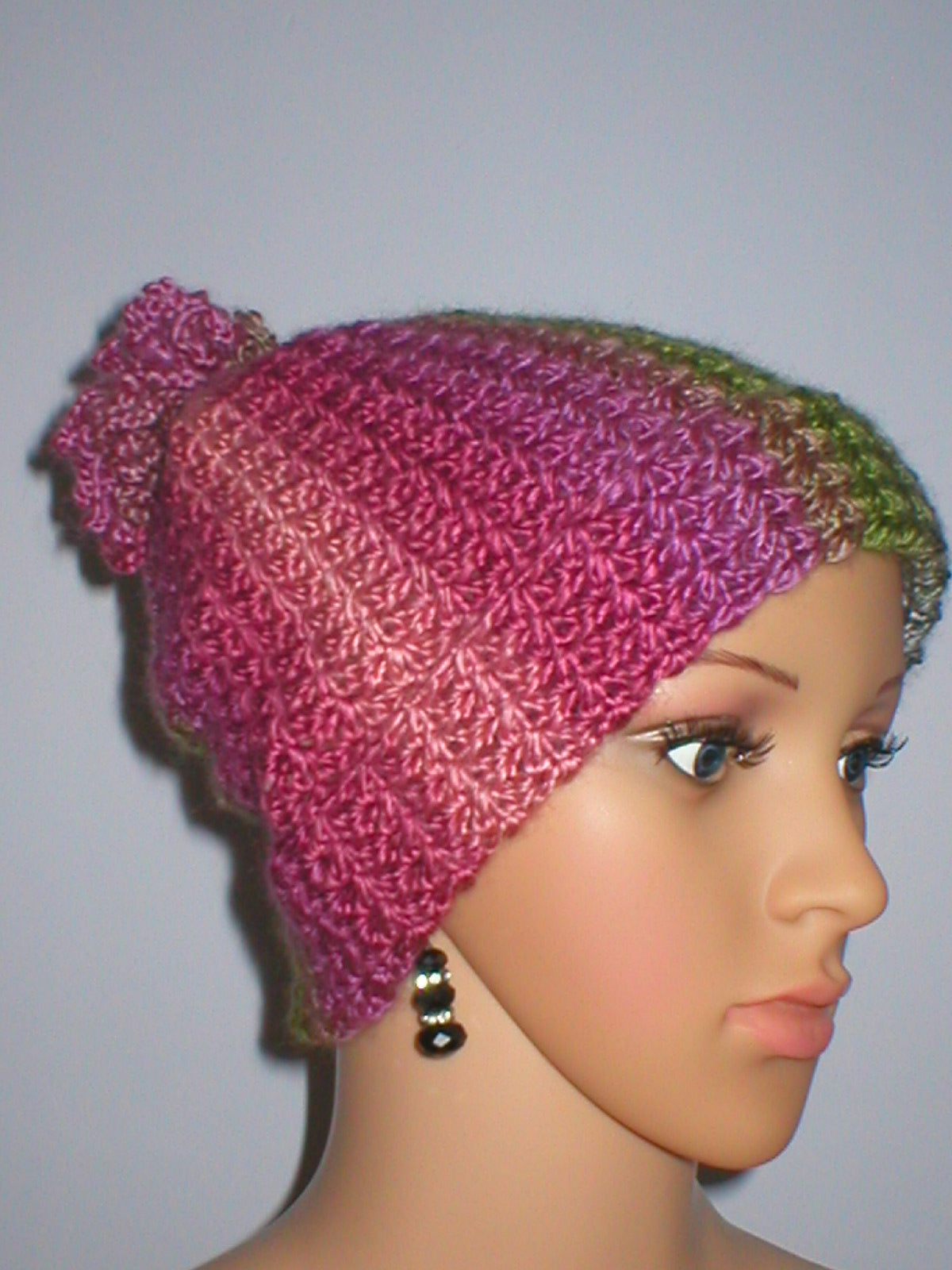 Supersoft hand crochet beanie with turn up and crochet pom pom - Dream