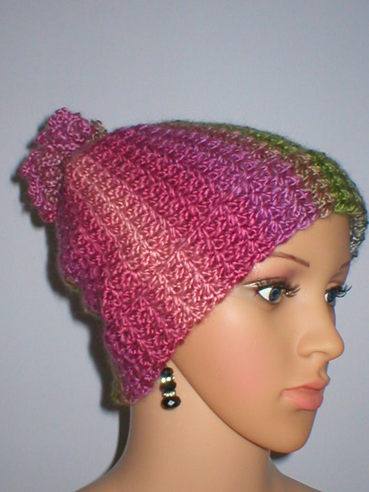 Supersoft hand crochet beanie with turn up and crochet pom pom - Dream