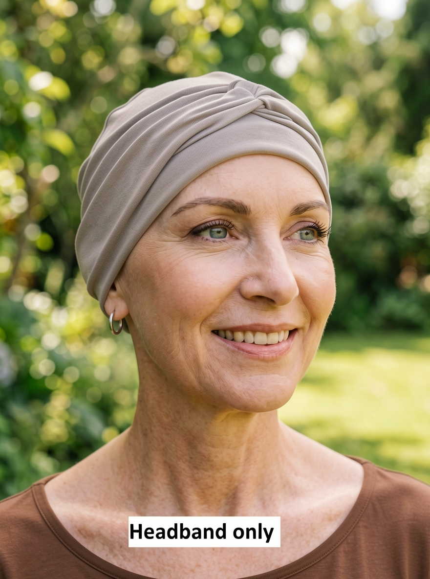 Soft jersey twist chemo headband - Emma cappuccino