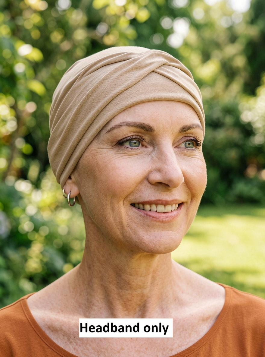 Soft jersey twist chemo headband - Emma caramel