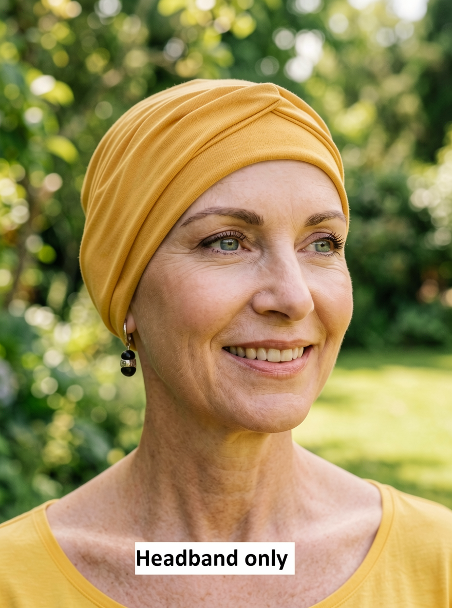 Soft twist jersey headband - chemo hat accessory - Emma mustard