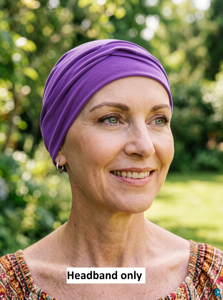 Soft twist jersey headband - chemo hat accessory - Emma purple