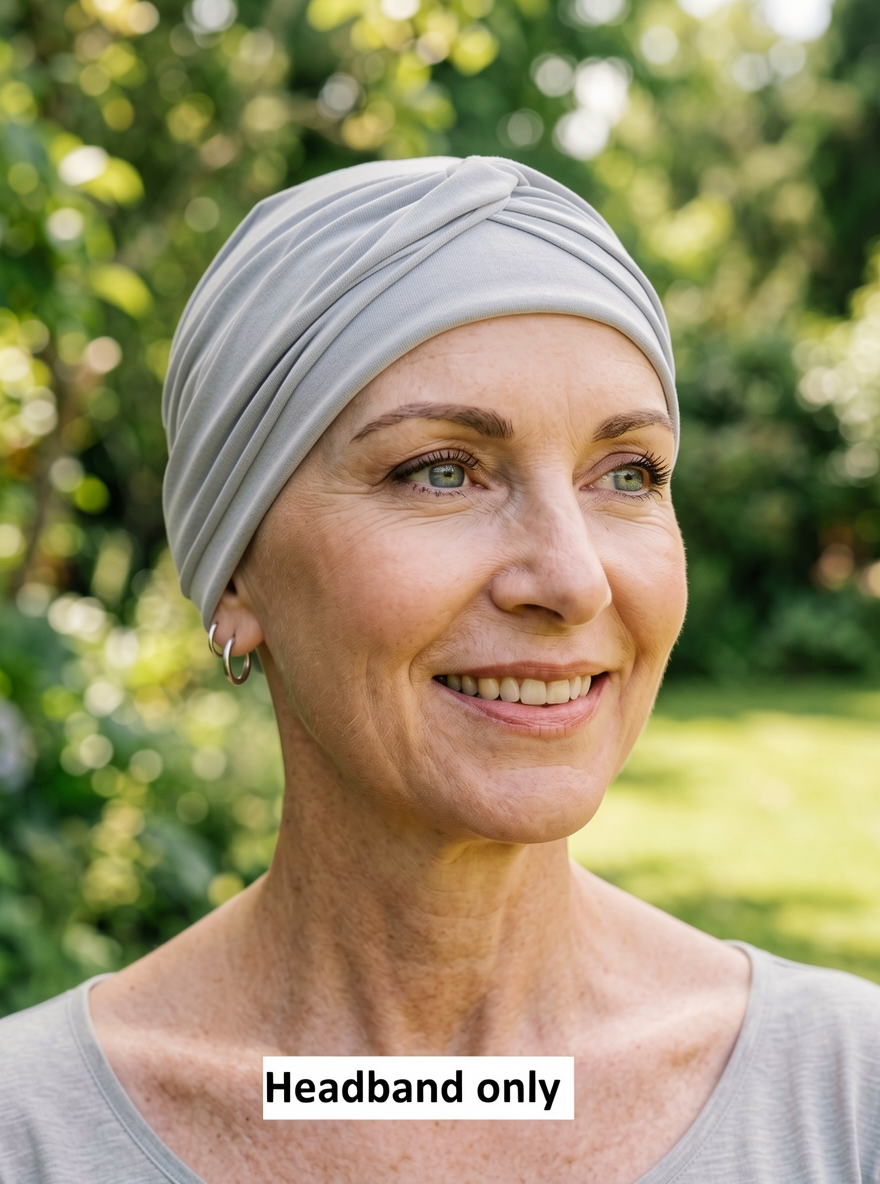 Soft jersey twist chemo headband - Emma silver