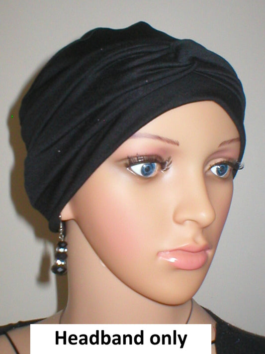Soft plain colour jersey twist headband - Emma black