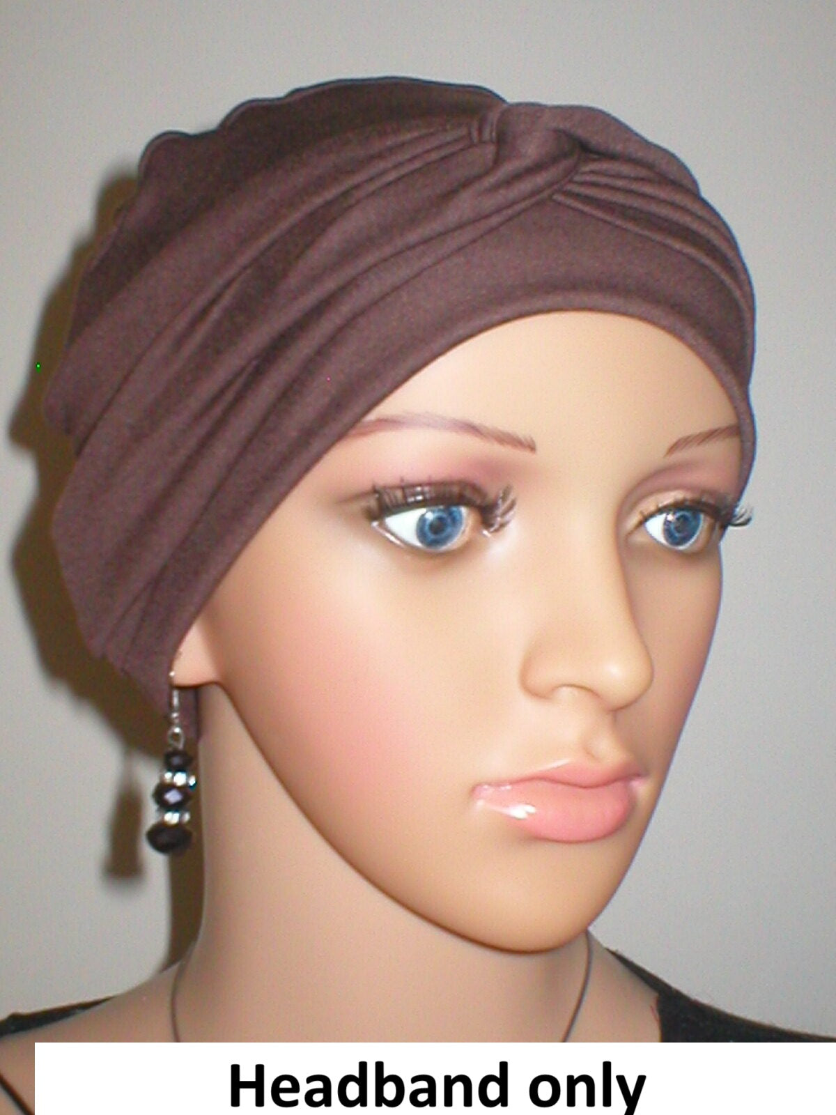 Soft plain colour jersey chemo twist headband - Emma brown