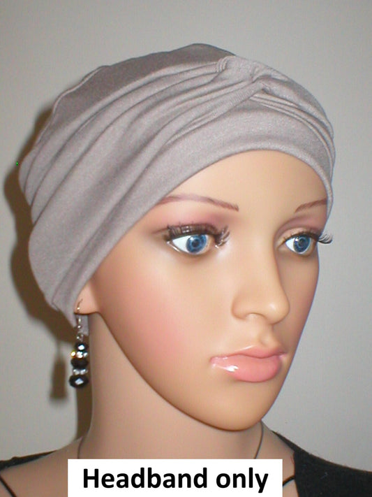 Soft jersey twist chemo headband - Emma cappuccino