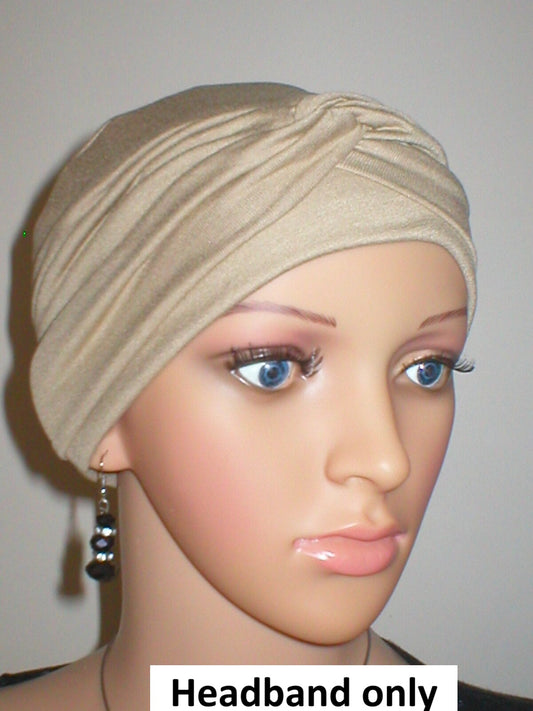 Soft jersey twist chemo headband - Emma caramel