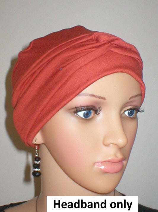 Soft jersey twist chemo headband - Emma copper