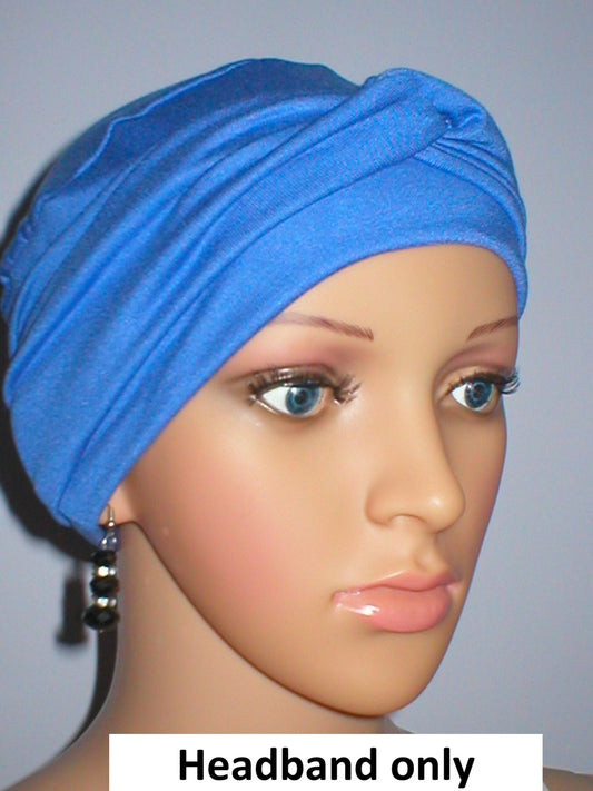 Soft jersey twsit headband - chemo hat accessory - Emma cornflower
