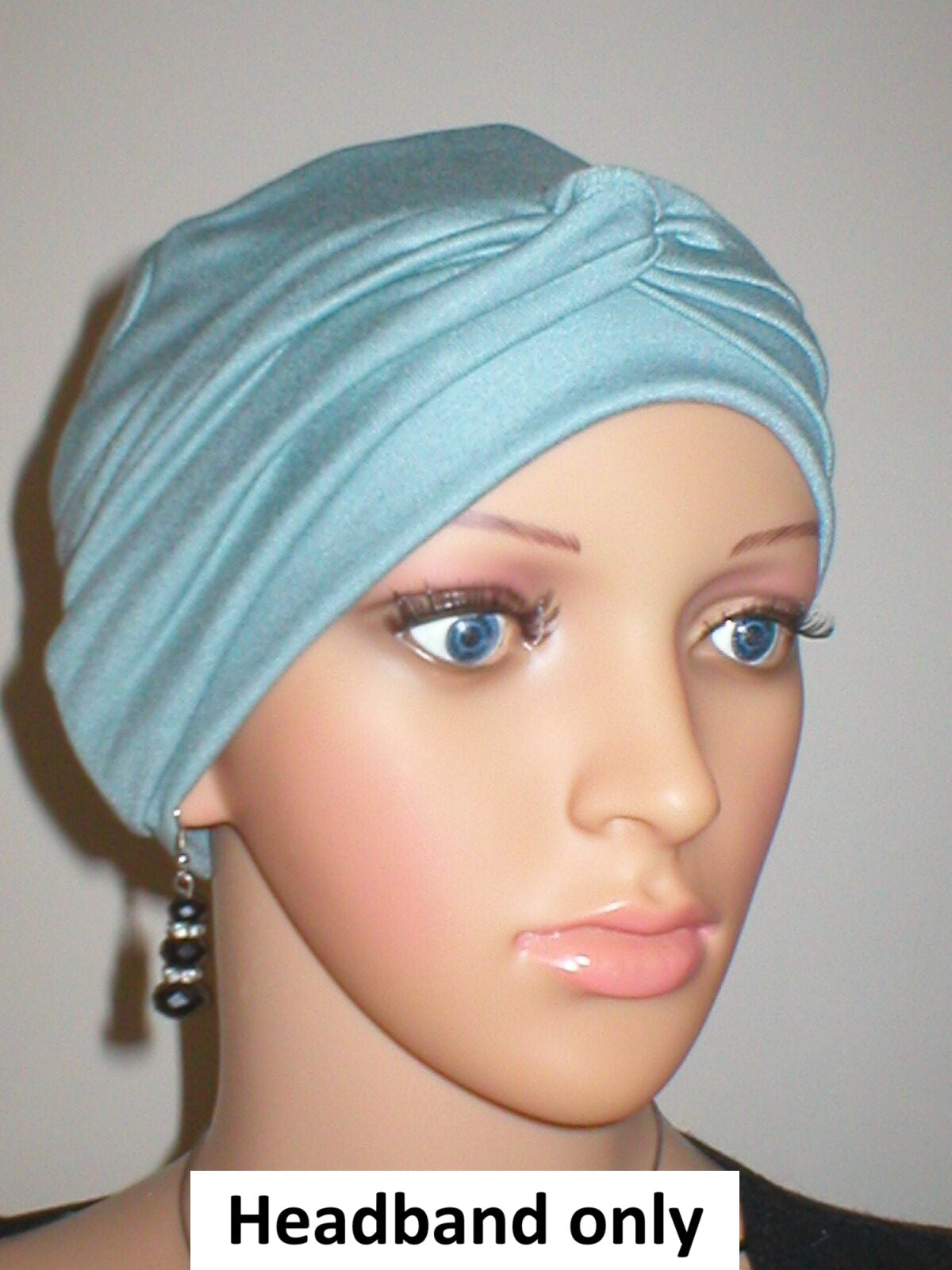 Soft jersey twist chemo headband - Emma duck egg