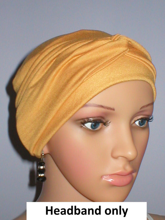 Soft twist jersey headband - chemo hat accessory - Emma mustard