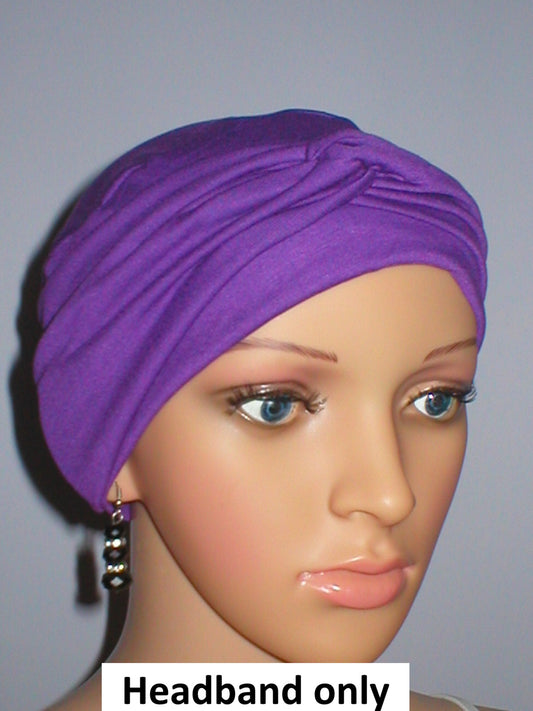 Soft twist jersey headband - chemo hat accessory - Emma purple