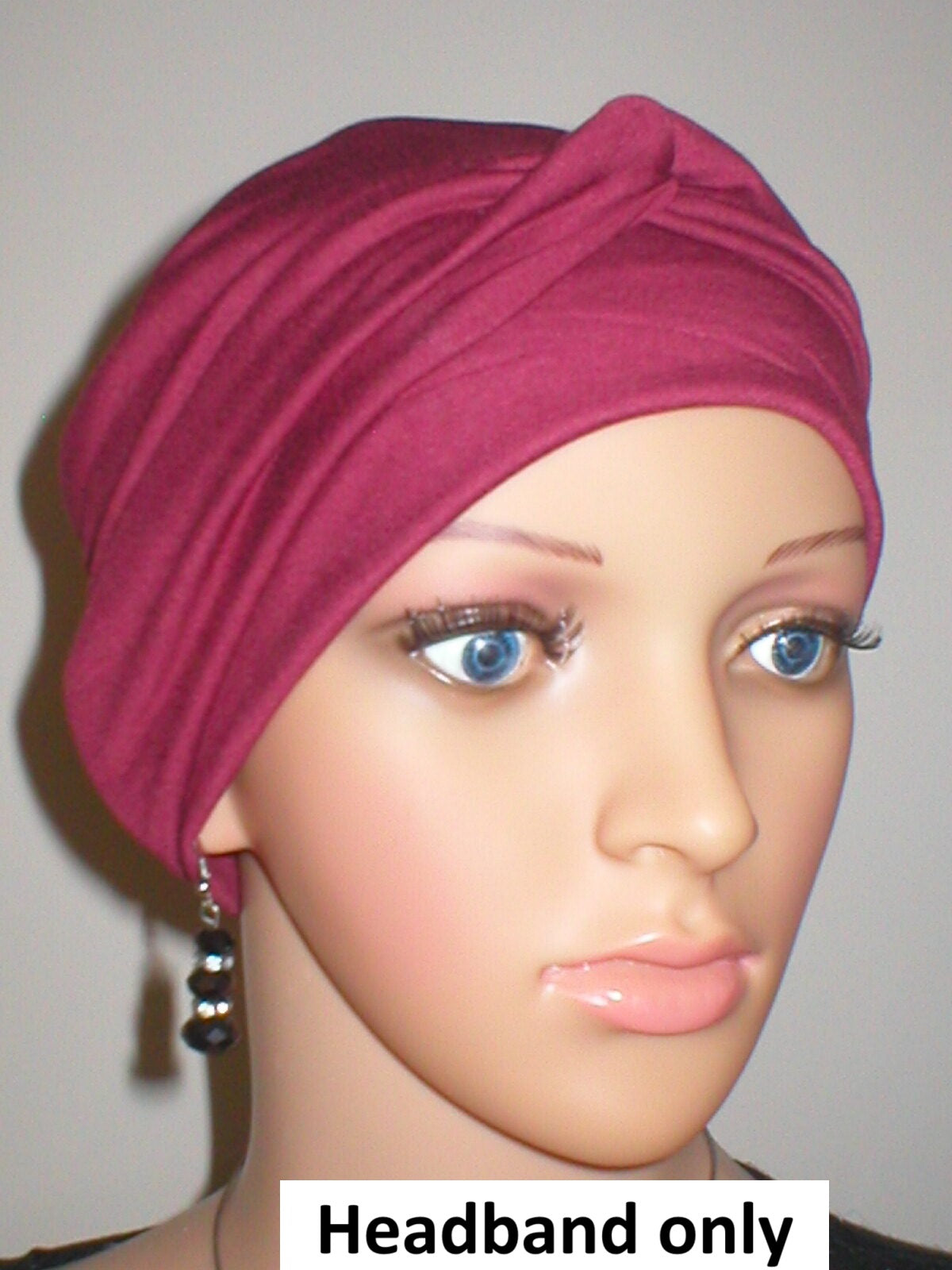 Soft jersey twist chemo headband - Emma wine